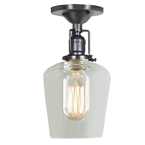 JVI Designs 1202-18 S9 One light Union Square ceiling mount gun metal finish 4" Wide, clear mouth blown glass shade